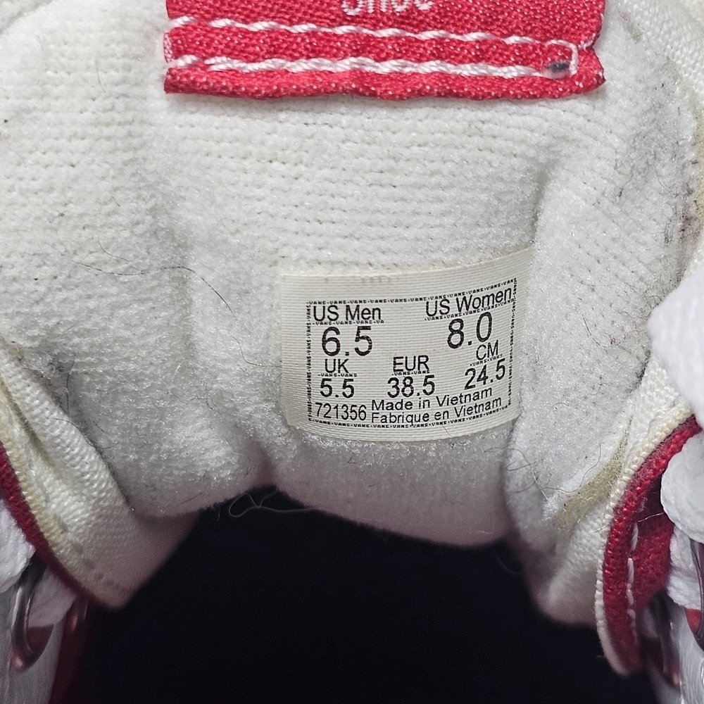 Vans Sk8-Hi High Top Skate Shoes Red Canvas Sneakers Womens Size 8 Lace Up - Picture 10 of 10